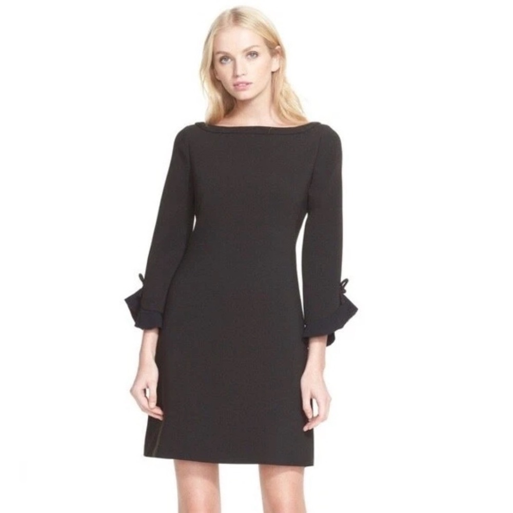 KATE SPADE Black Ruffle Holiday Long Sleeve Dress Size 10